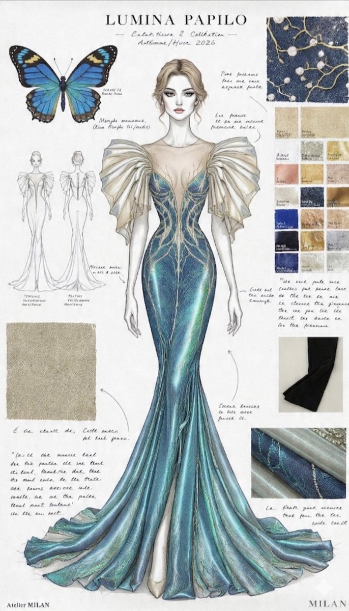 Ethereal Butterfly Couture Sketches — example 2