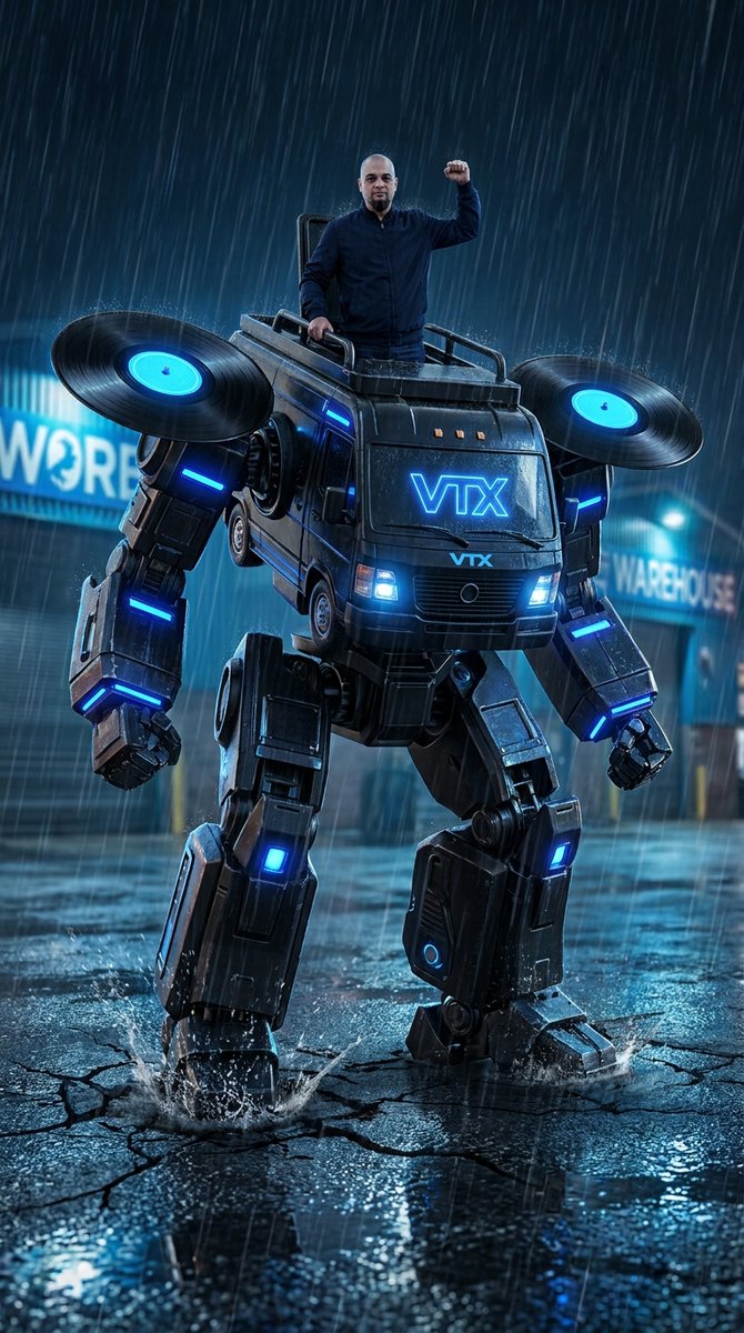 Humanoid Mecha Robot at Night — example 1