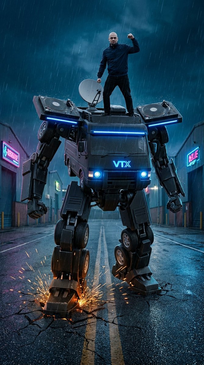 Humanoid Mecha Robot at Night — example 3