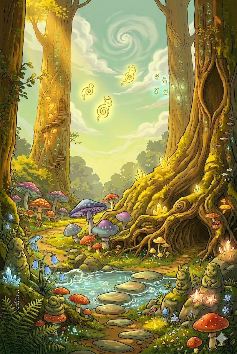 Whimsical Forest Cottage Illustration — example 1