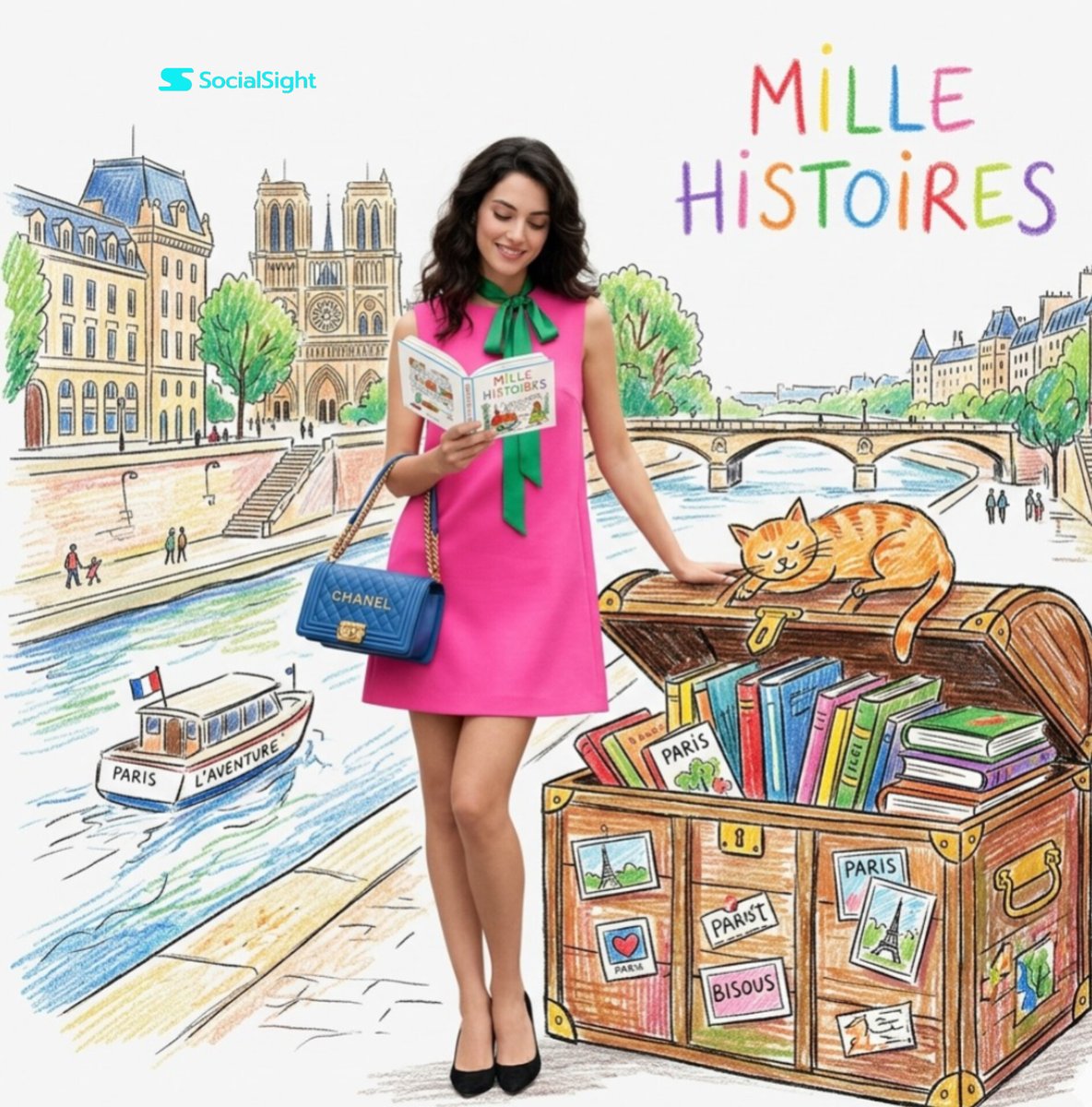 Editorial Fashion Crayon Illustration — example 2