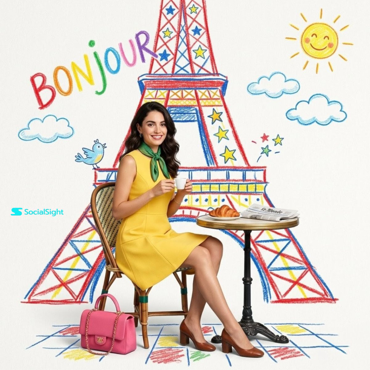 Editorial Fashion Crayon Illustration — example 3