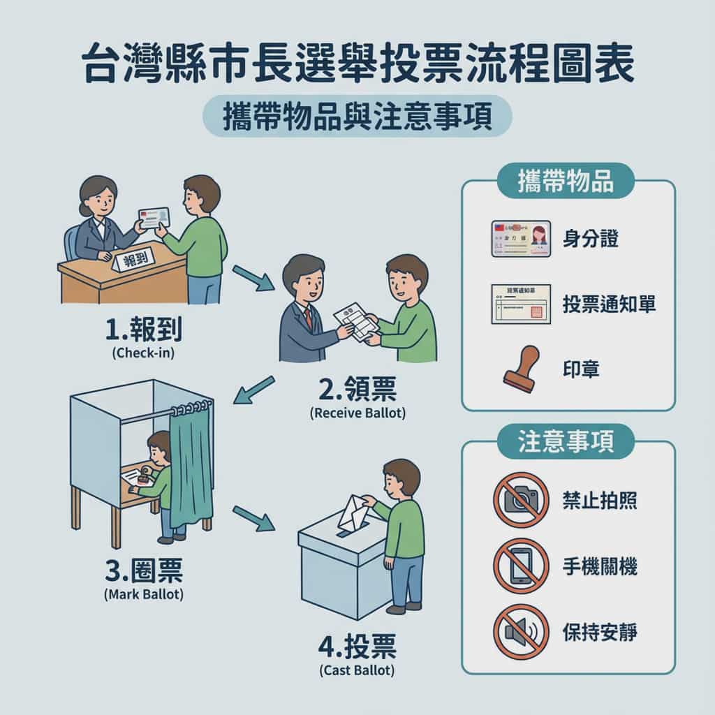 Taiwan election voting flowchart in Traditional Chinese — example 1