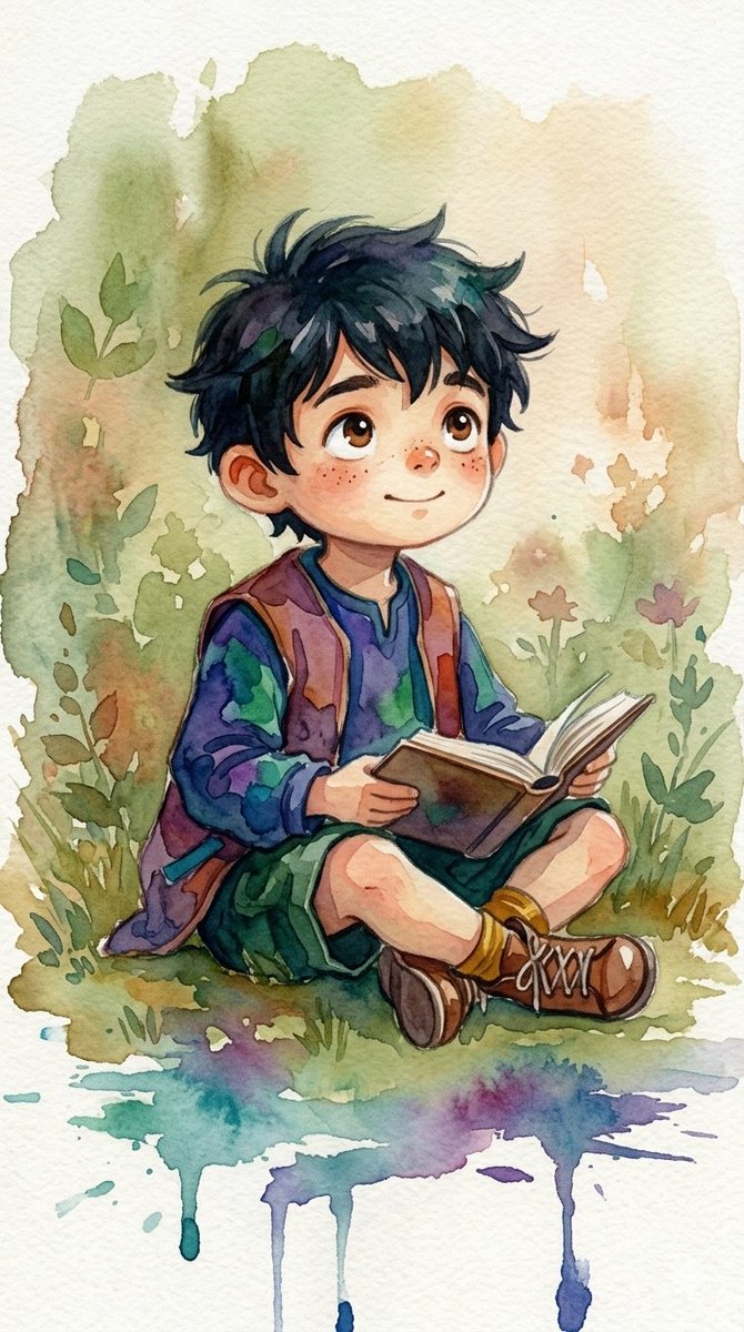 Watercolor Woodland Children Illustrations — example 1