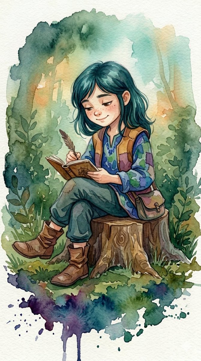 Watercolor Woodland Children Illustrations — example 2