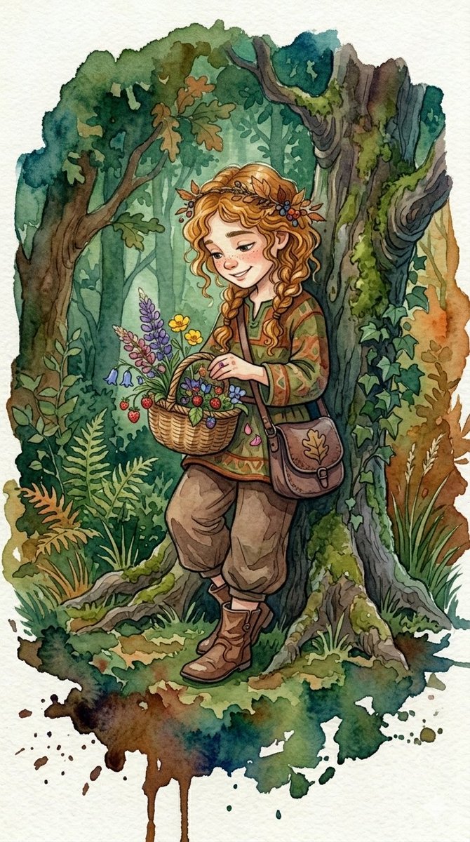 Watercolor Woodland Children Illustrations — example 4