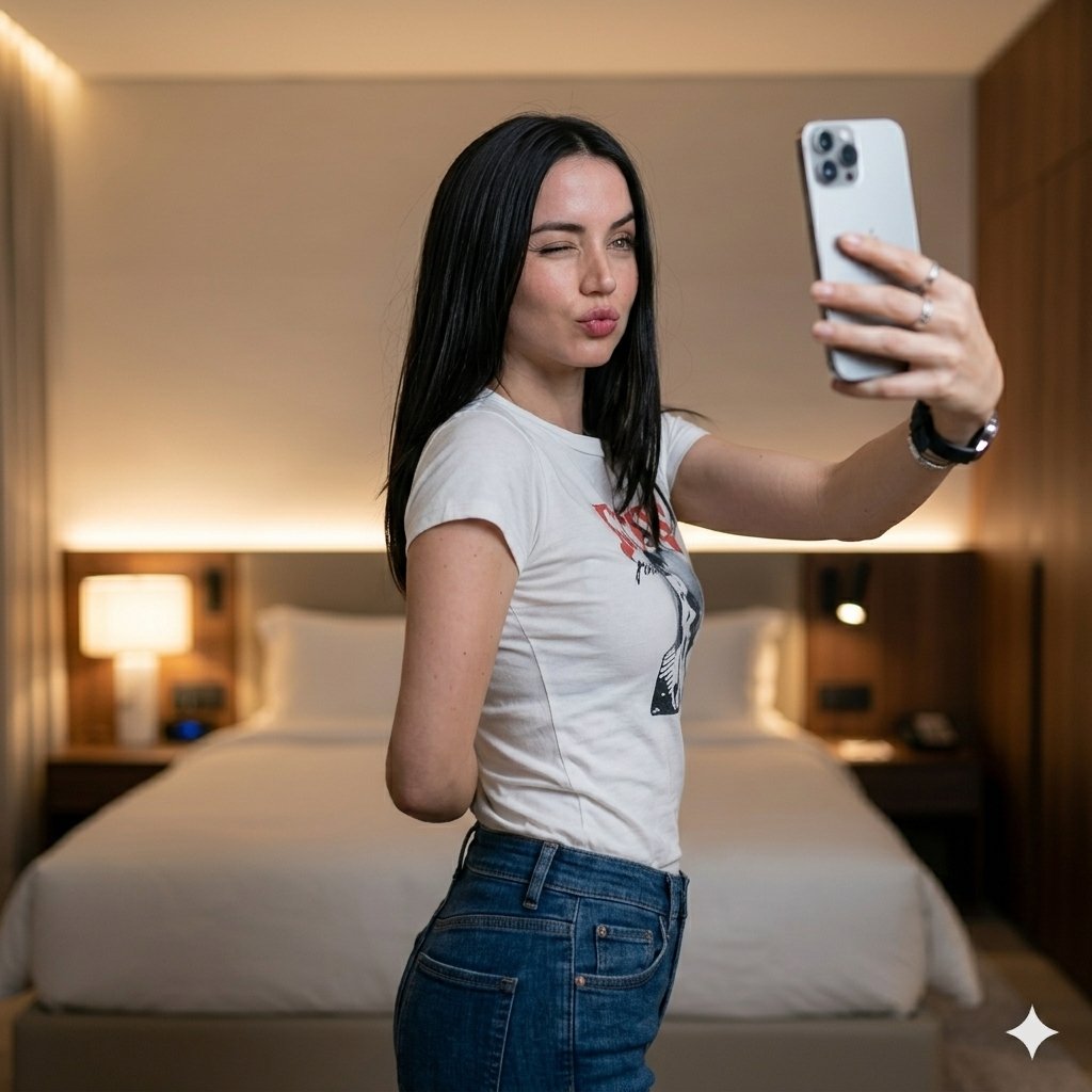 Luxury Bedroom Selfie Portrait — example 1