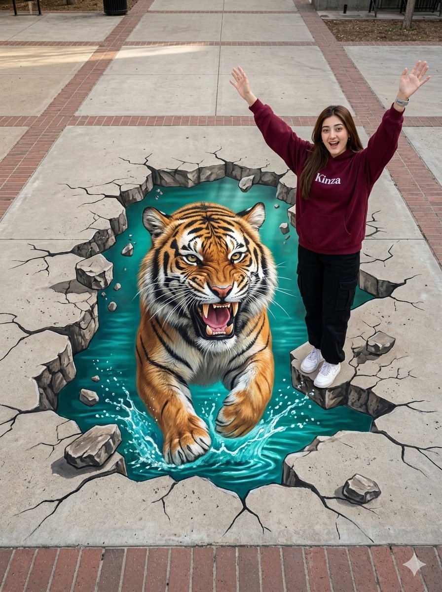 3D Tiger Street Art Illusion — example 1