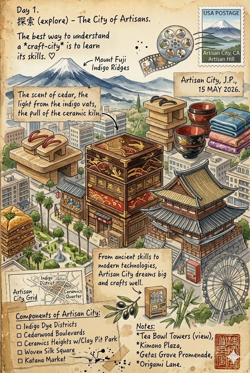 Vintage travel journal watercolor — example 2