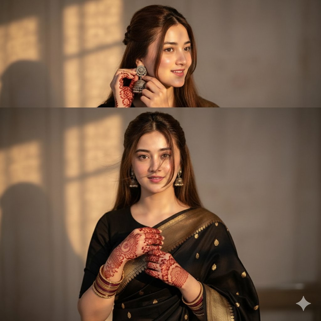 Indian bridal look cinematic collage — example 1