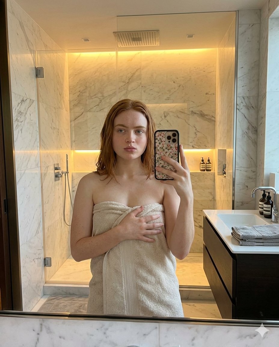 Modern Bathroom Mirror Selfie — example 1
