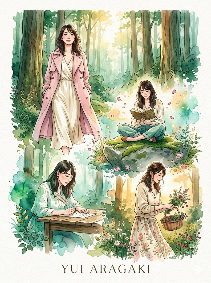 Whimsical Japanese Watercolor Portrait — example 1