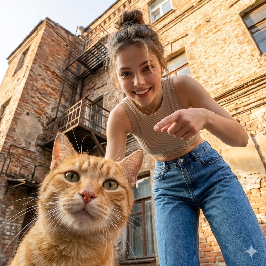 Low Angle Urban Cat Portrait — example 1