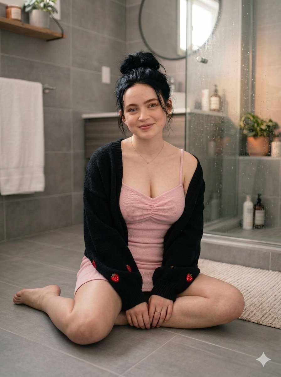 Cozy Pink Bathroom Portrait — example 1