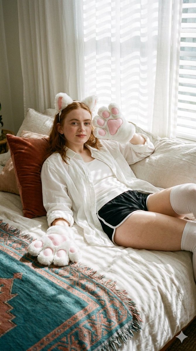 Cute Cat Cosplay Bedroom Portrait — example 3