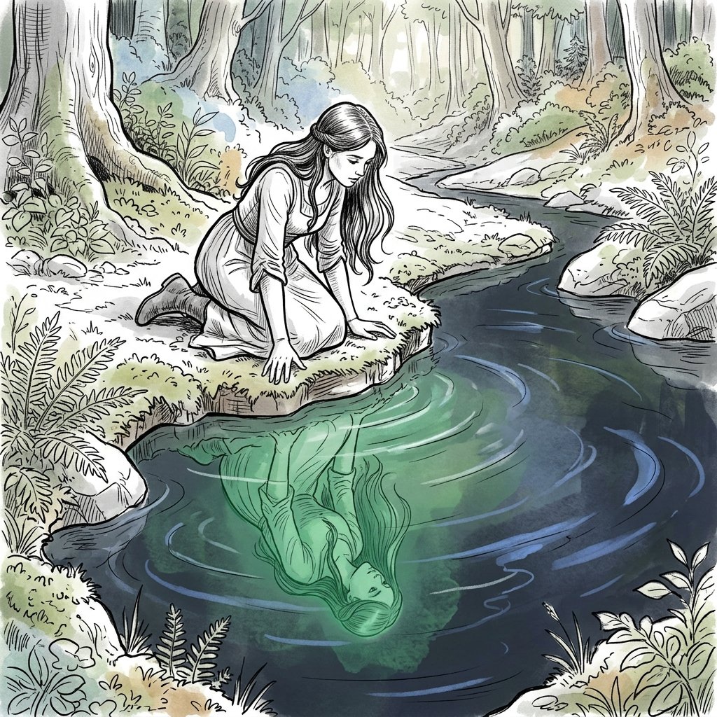 Isometric Zen Woman Line Art — example 2