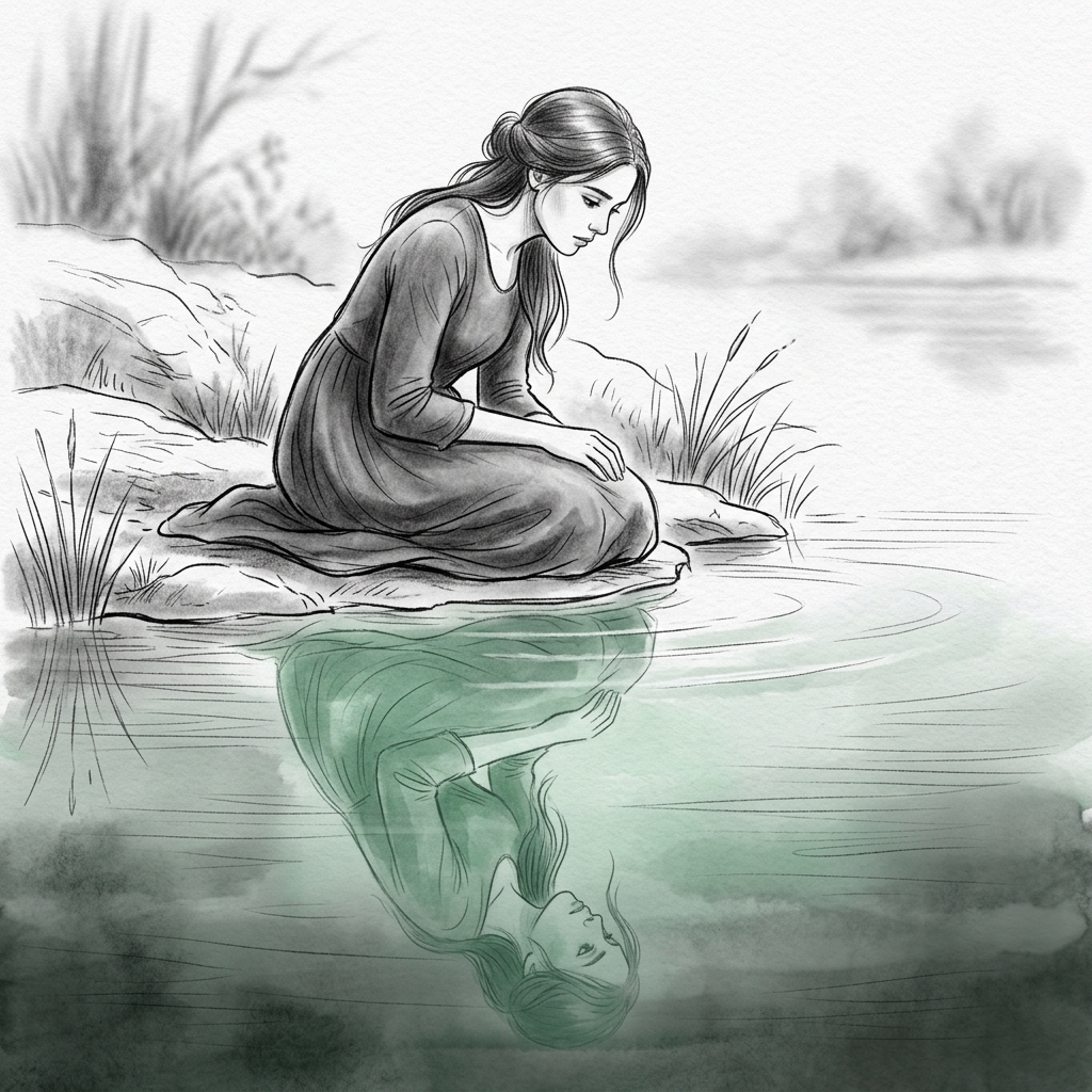 Isometric Zen Woman Line Art — example 3