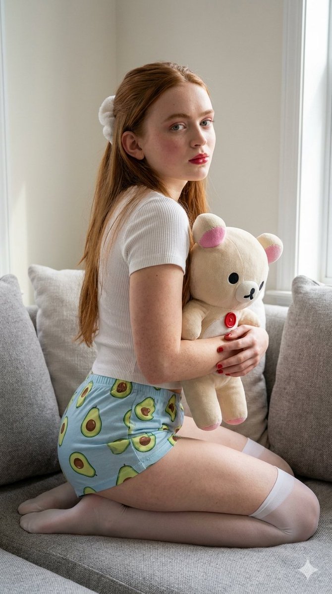 Ginger Woman with Teddy Bear — example 1