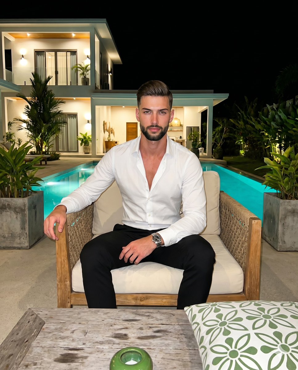 Luxury Villa Evening Poolside Portrait — example 1