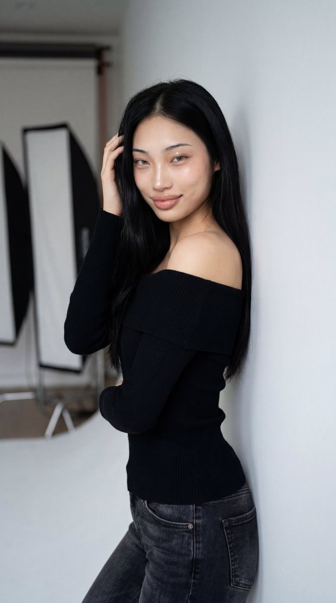Korean Fashion Studio Portrait — example 1