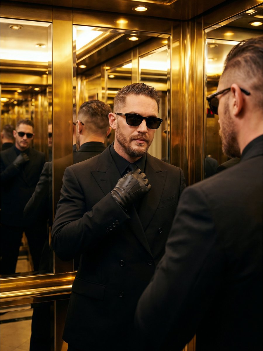 Cinematic Golden Elevator Portrait