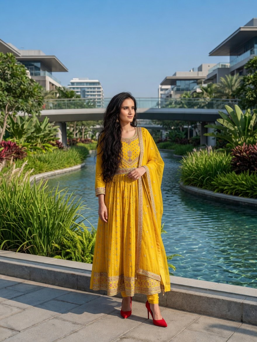 South Asian Woman in Anarkali Dress — example 1