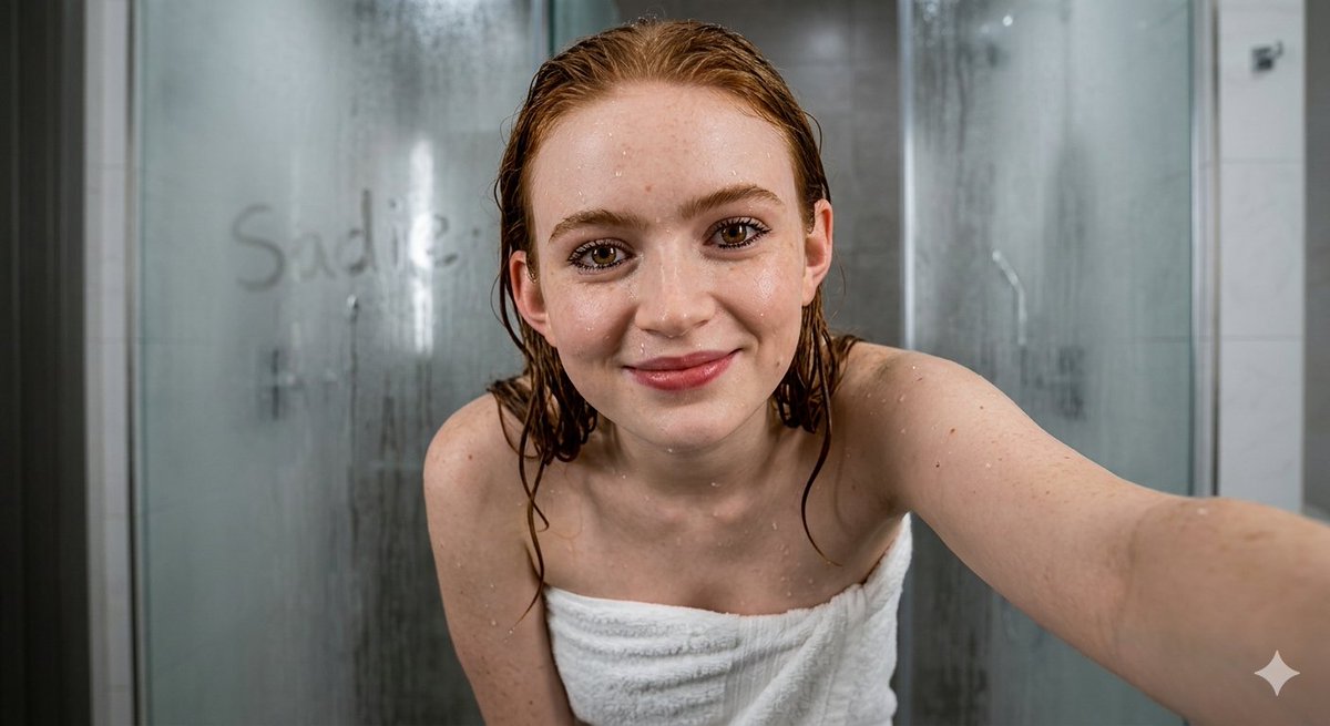 Ultra-Realistic Wet Bathroom Selfie β example 1