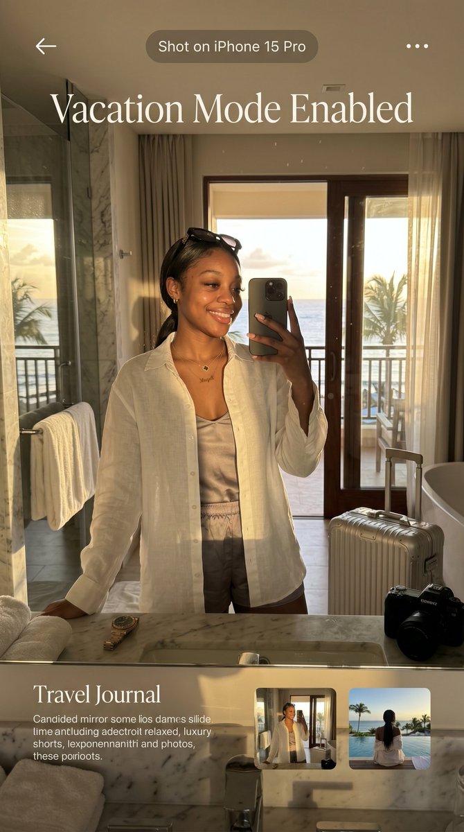 Luxury Vacation Creator Mirror Selfie — example 1