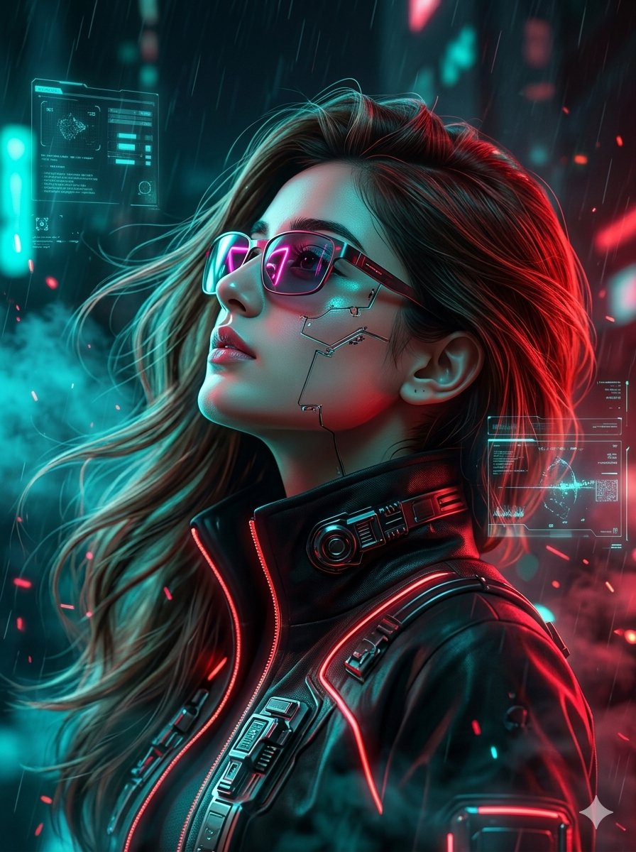 Cyberpunk Neon Fashion Portrait — example 1
