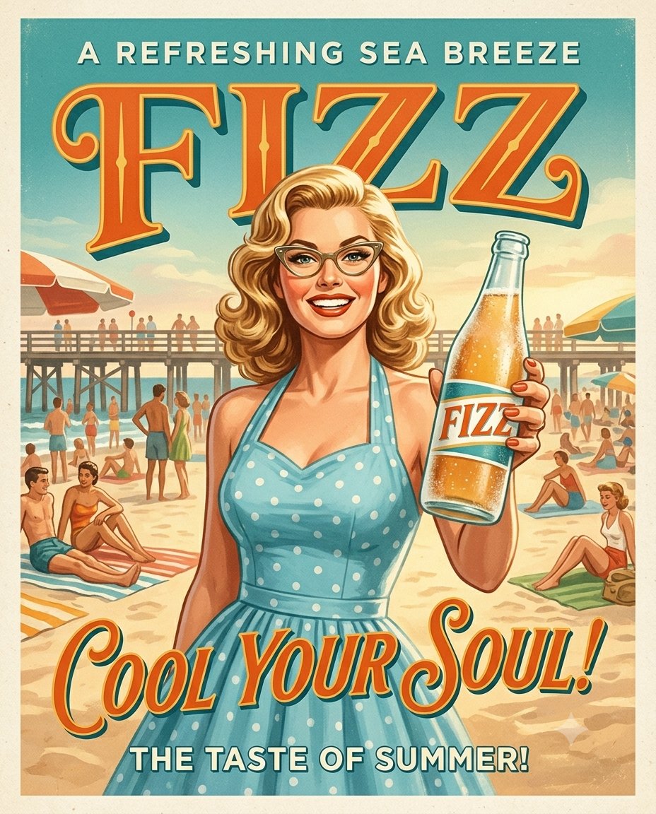 1950s Vintage Soda Advertisement Posters