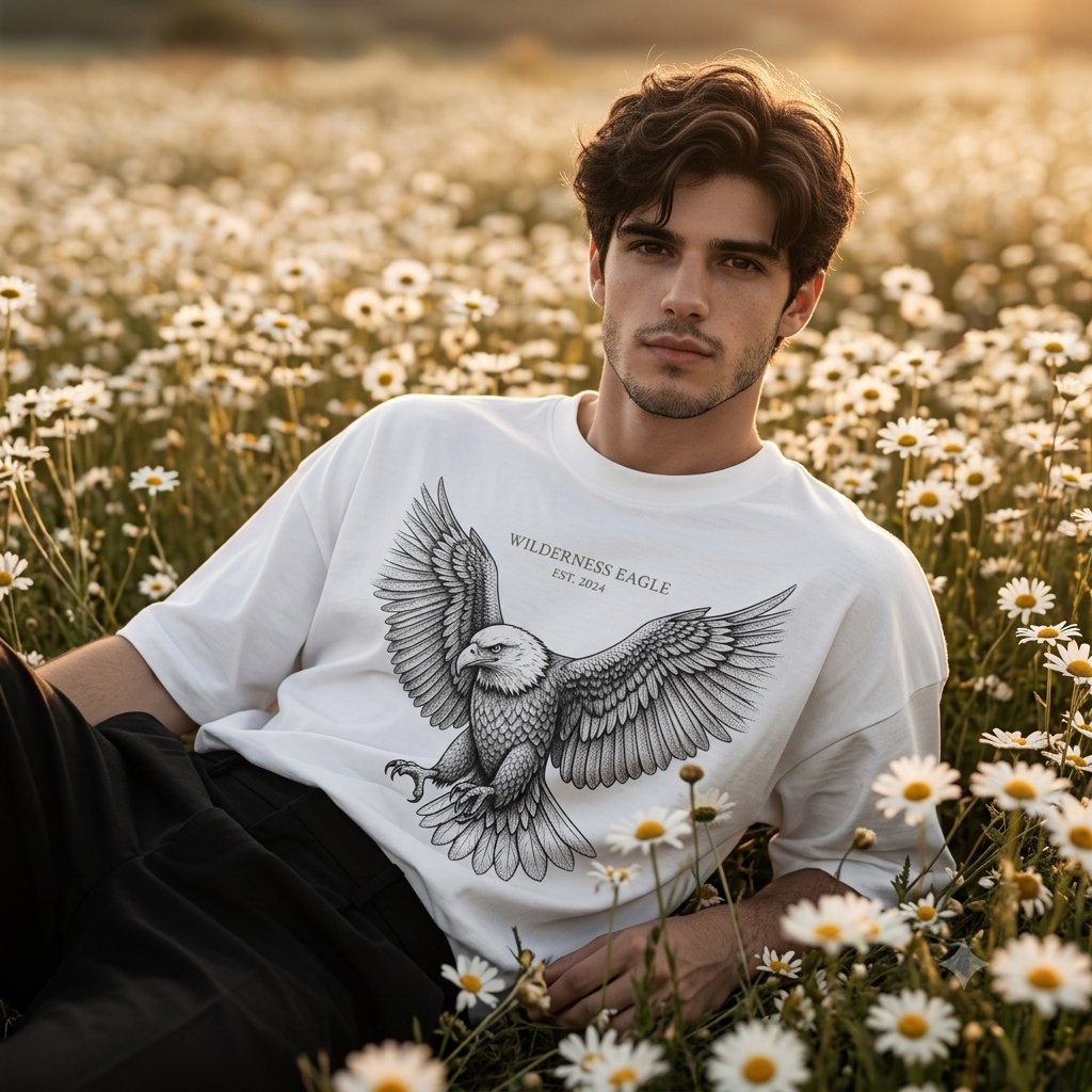 Male Model Streetwear Campaign in Daisy Field