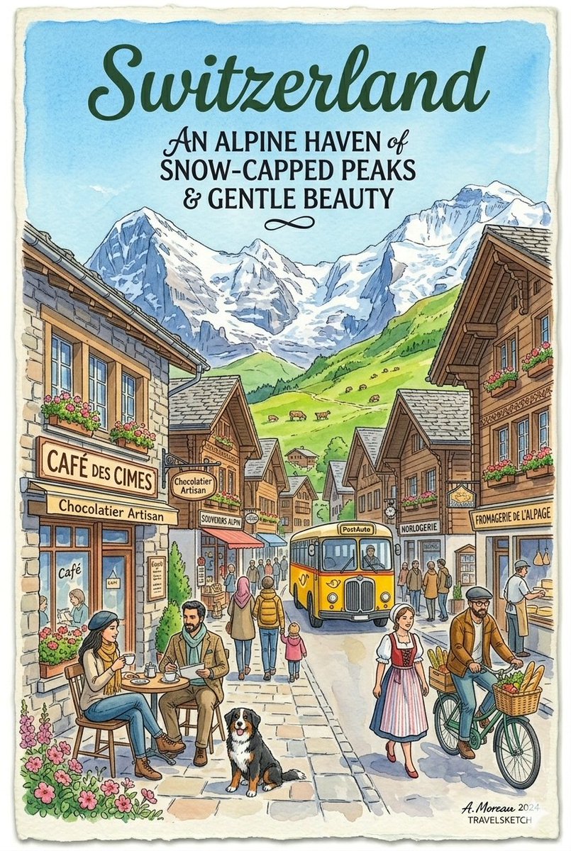 Vintage Watercolor Travel Posters — example 1