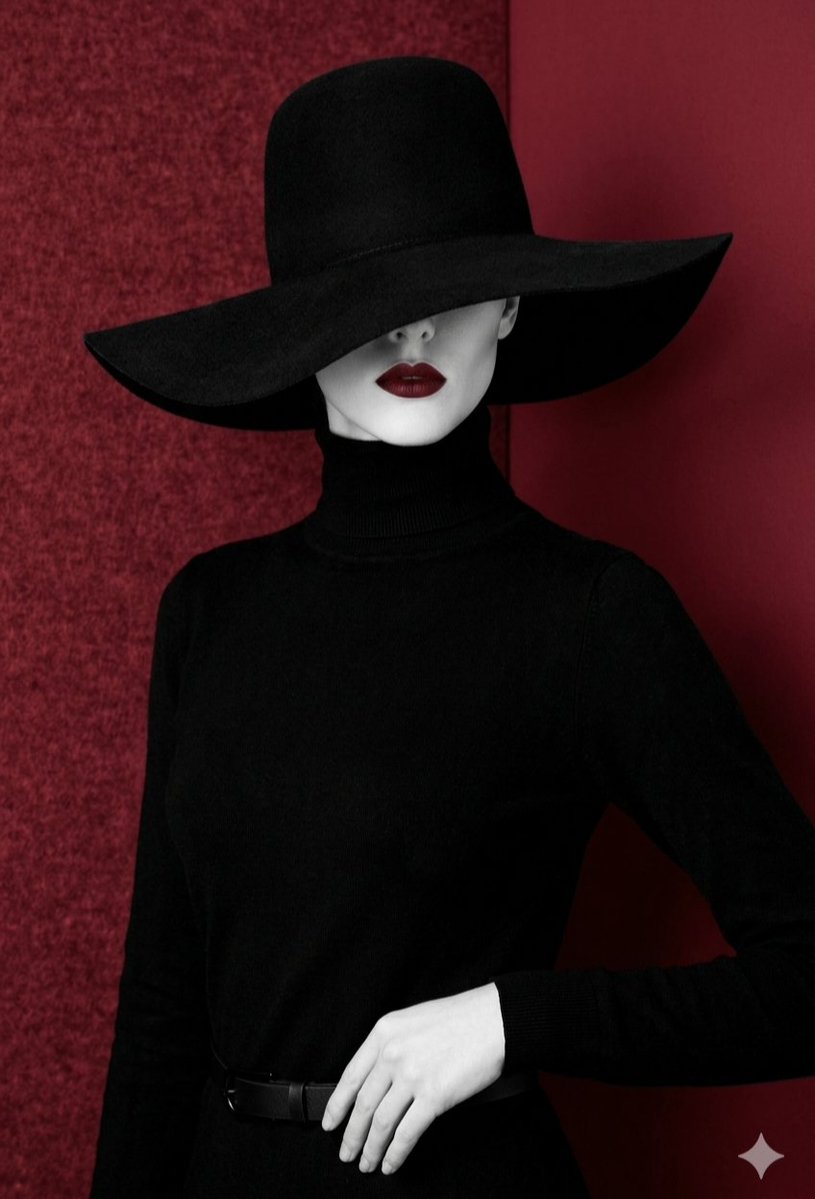 Mysterious Black and Red Fashion Portrait — example 1