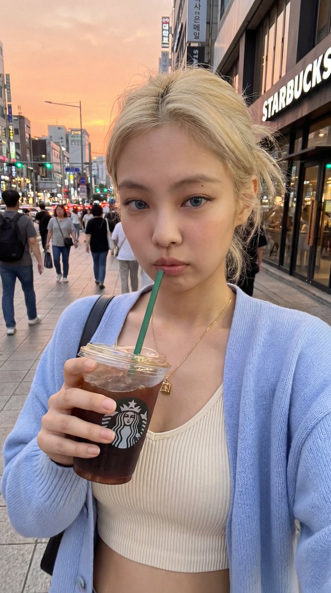 Seoul Street Sunset Selfie — example 1