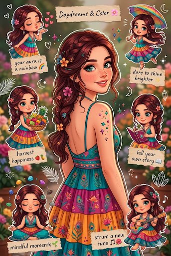 Boho-Chic Positive Vibes Sticker Sheet — example 1