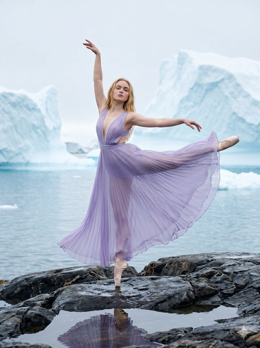 Ballerina on Arctic Icebergs