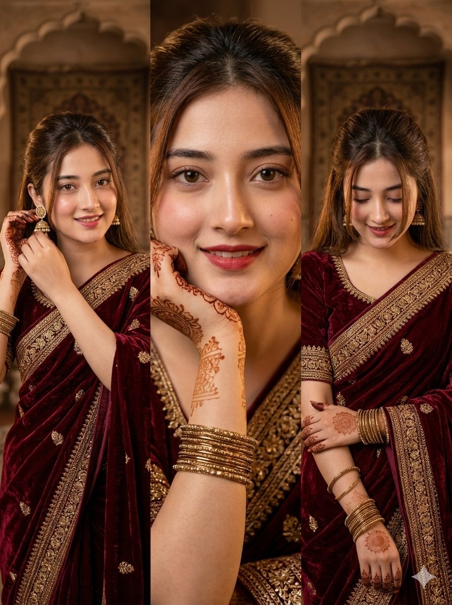 Traditional Indian Girl in Saree Portrait — example 1