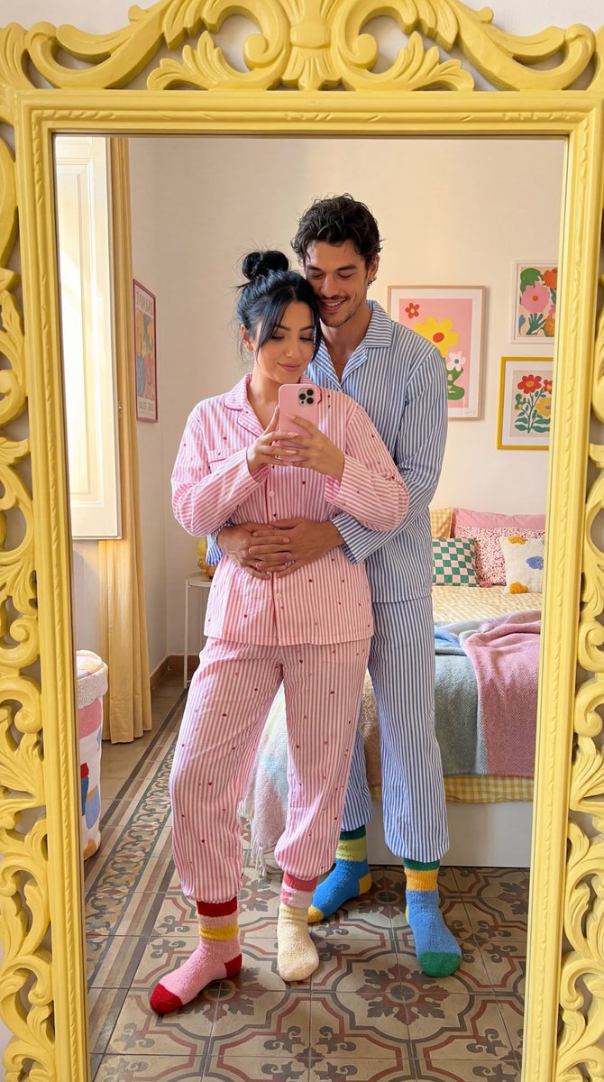 Matching Pajamas Mirror Selfie — example 1
