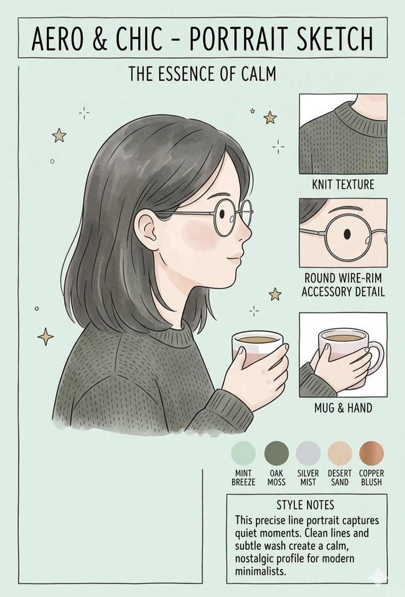 Aero & Chic Minimalist Character Sketch