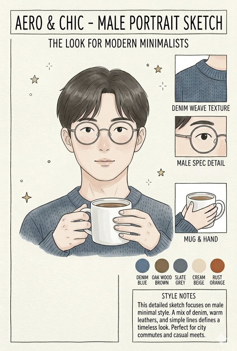 Aero & Chic Minimalist Character Sketch — example 2