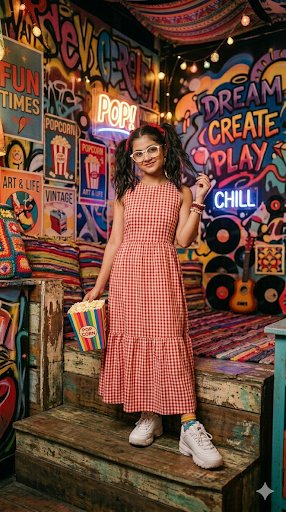 Retro Eclectic Pigtail Fashion Portrait — example 3