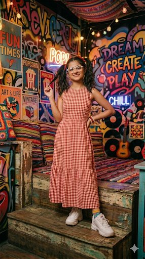 Retro Eclectic Pigtail Fashion Portrait — example 4