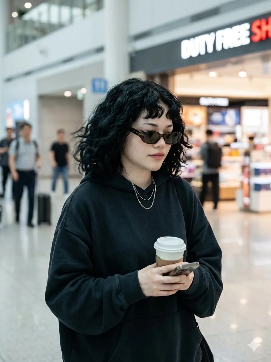 Candid Airport Street Style Portrait — example 2