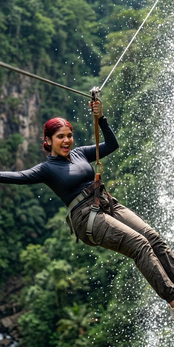 Waterfall Zipline Adventure Action Shot — example 2
