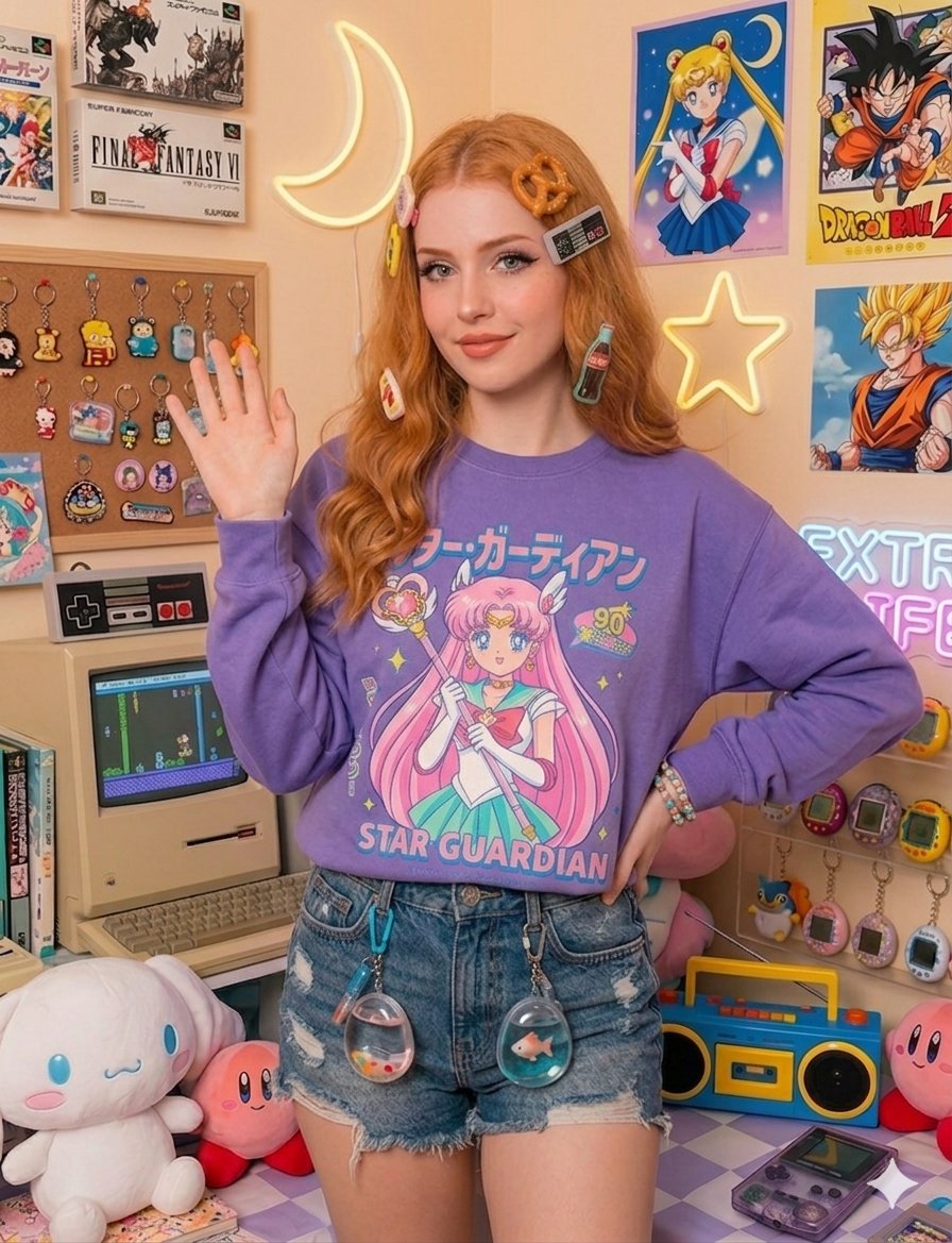 Nostalgic Gamer Girl Room Portrait — example 2