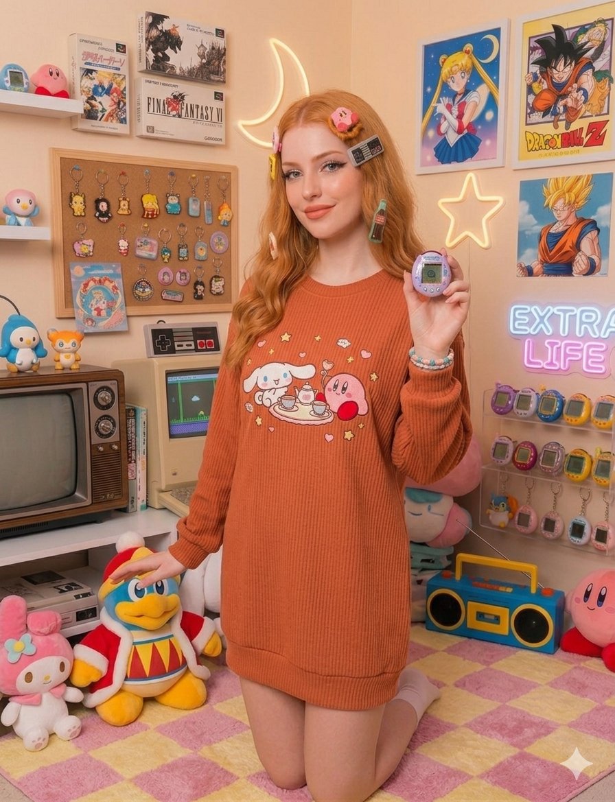 Nostalgic Gamer Girl Room Portrait — example 3