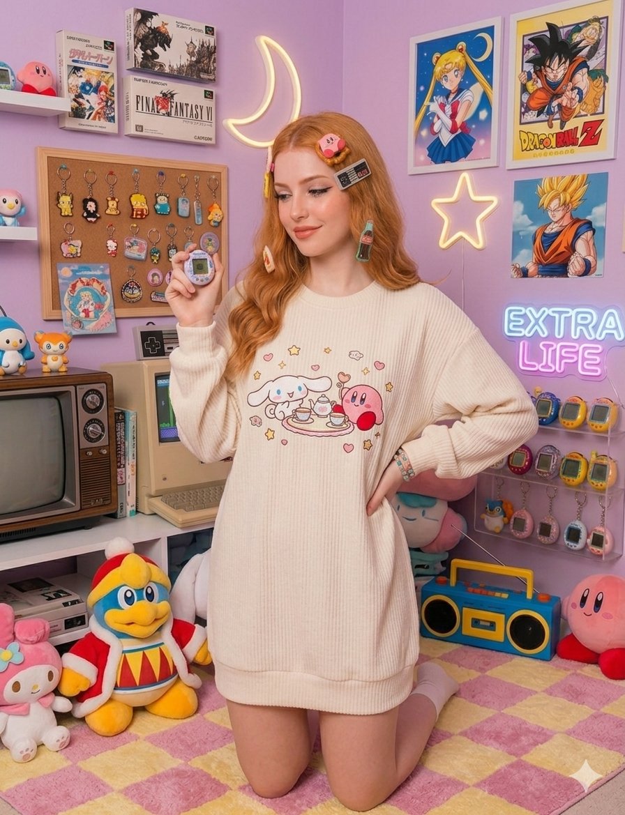Nostalgic Gamer Girl Room Portrait — example 4