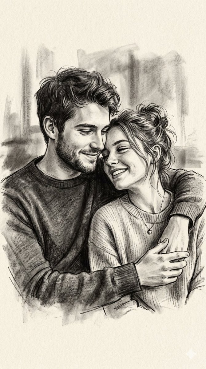 Charcoal and Pencil Couple Drawings — example 1
