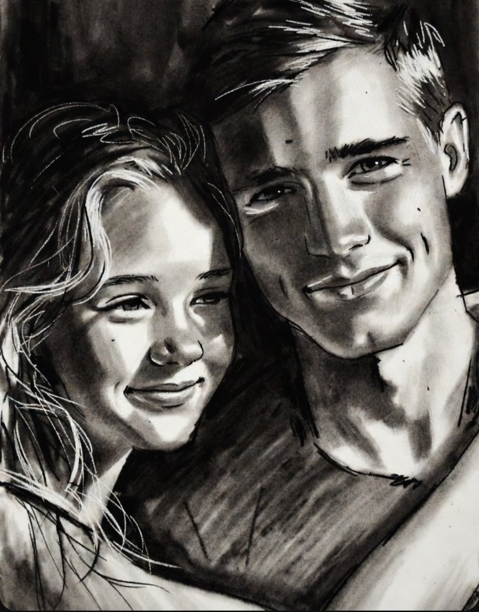 Charcoal and Pencil Couple Drawings — example 2