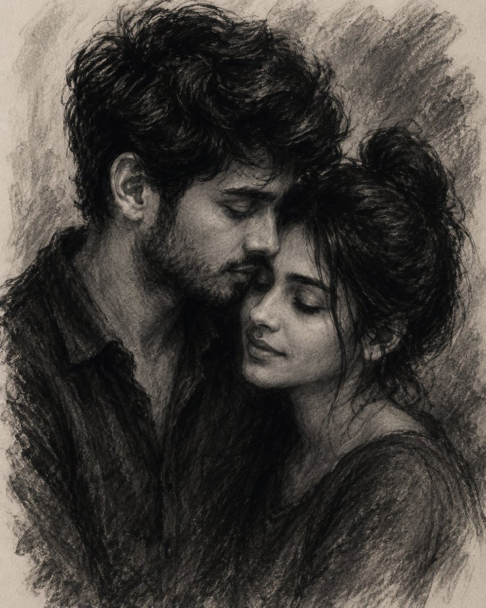 Charcoal and Pencil Couple Drawings — example 3